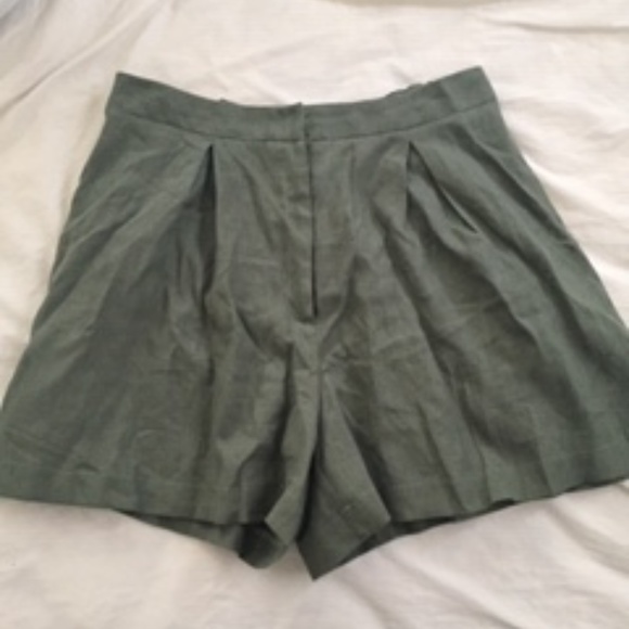 Moss Green Linen Shorts - Picture 1 of 2